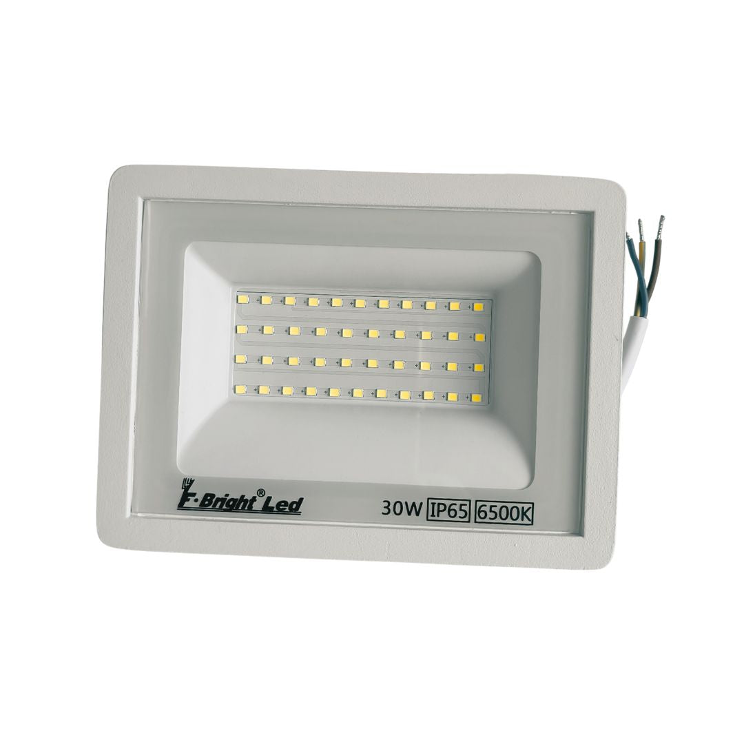 Proyector LED Extraplano 30W IP65 6500K | Alto Rendimiento en Aluminio Blanco