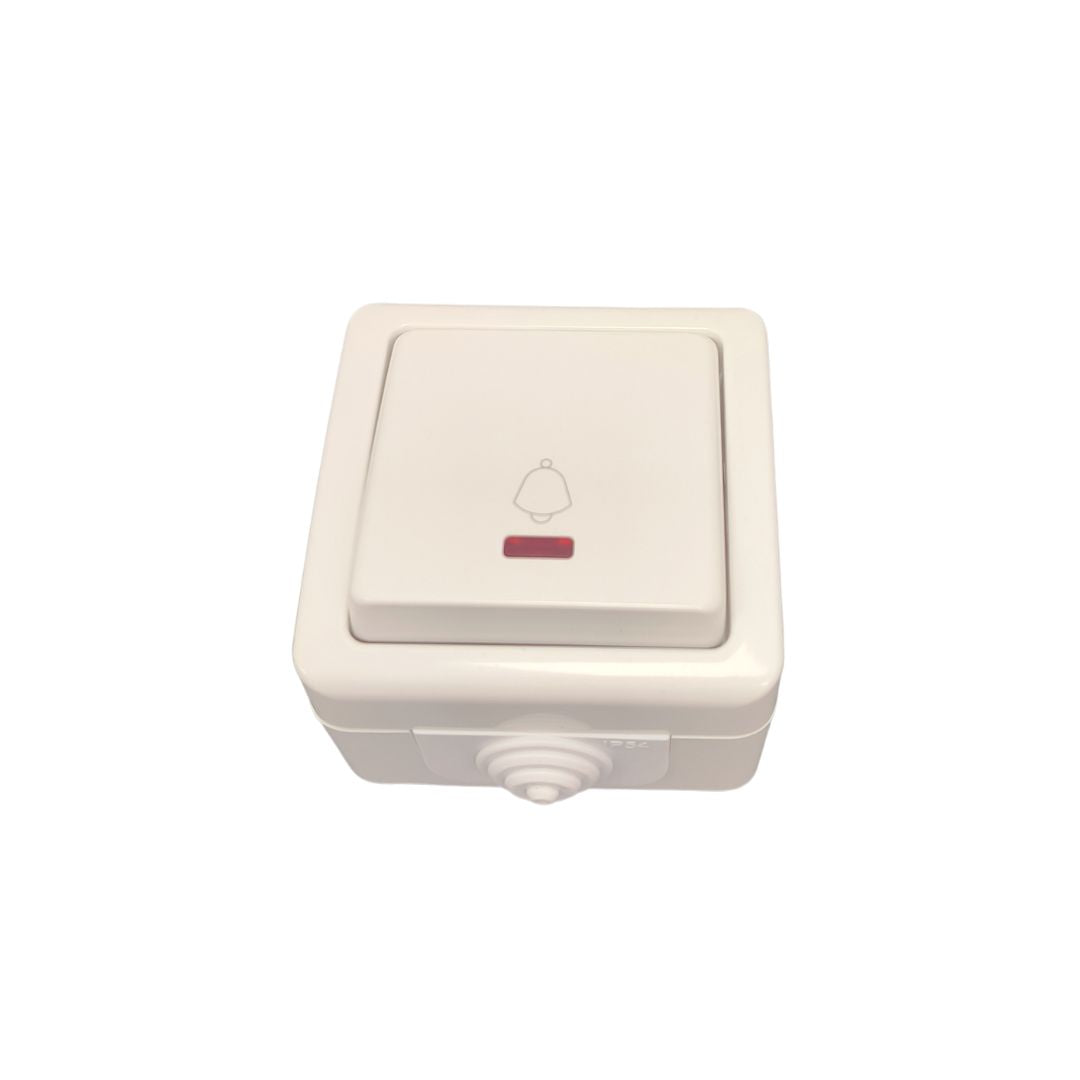 Pulsador Estanco Superficie 10A 250V con Indicador Luminoso Blanco