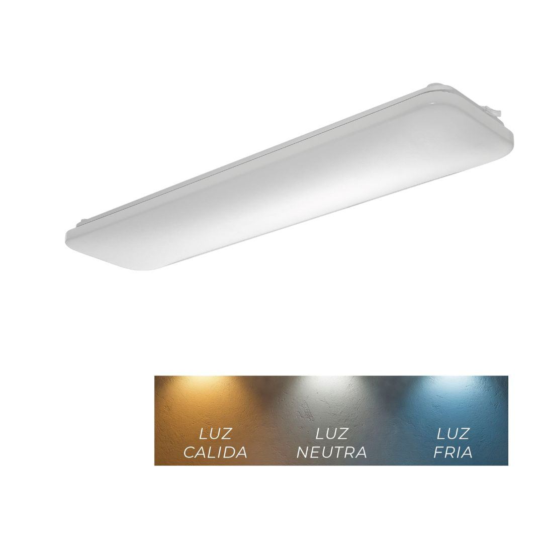 Plafón LED CTT 60W con Cambio de Tono, Rectangular 168x1200x56mm