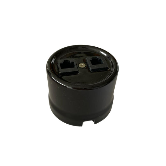 Toma RJ11-RJ45 de Superficie en Porcelana Negra
