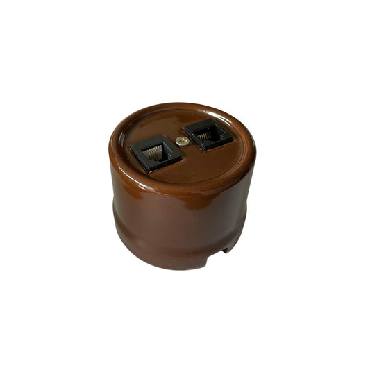Toma RJ11-RJ45 de Superficie en Porcelana Marrón
