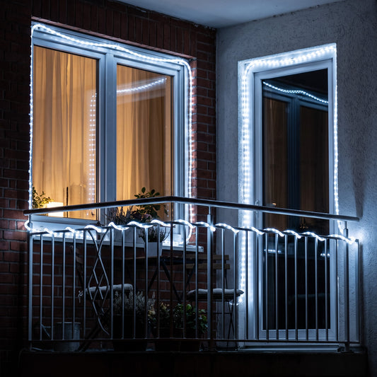 Tubo de luz LED flexível, 240 luzes brancas com 8 efeitos, IP65