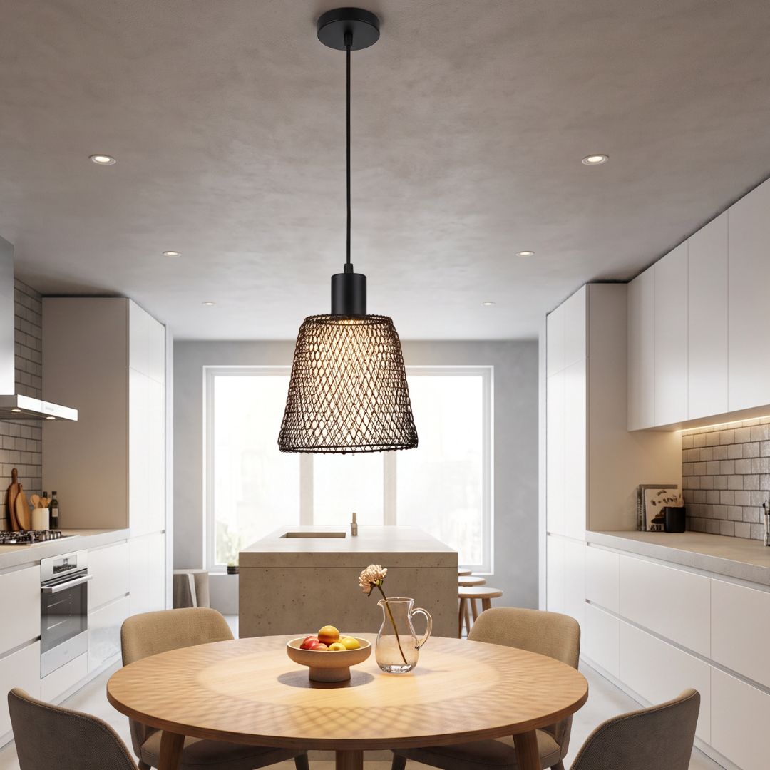 Candeeiro suspenso LED de corda natural 4W 3000K Ove 120mm x 153mm