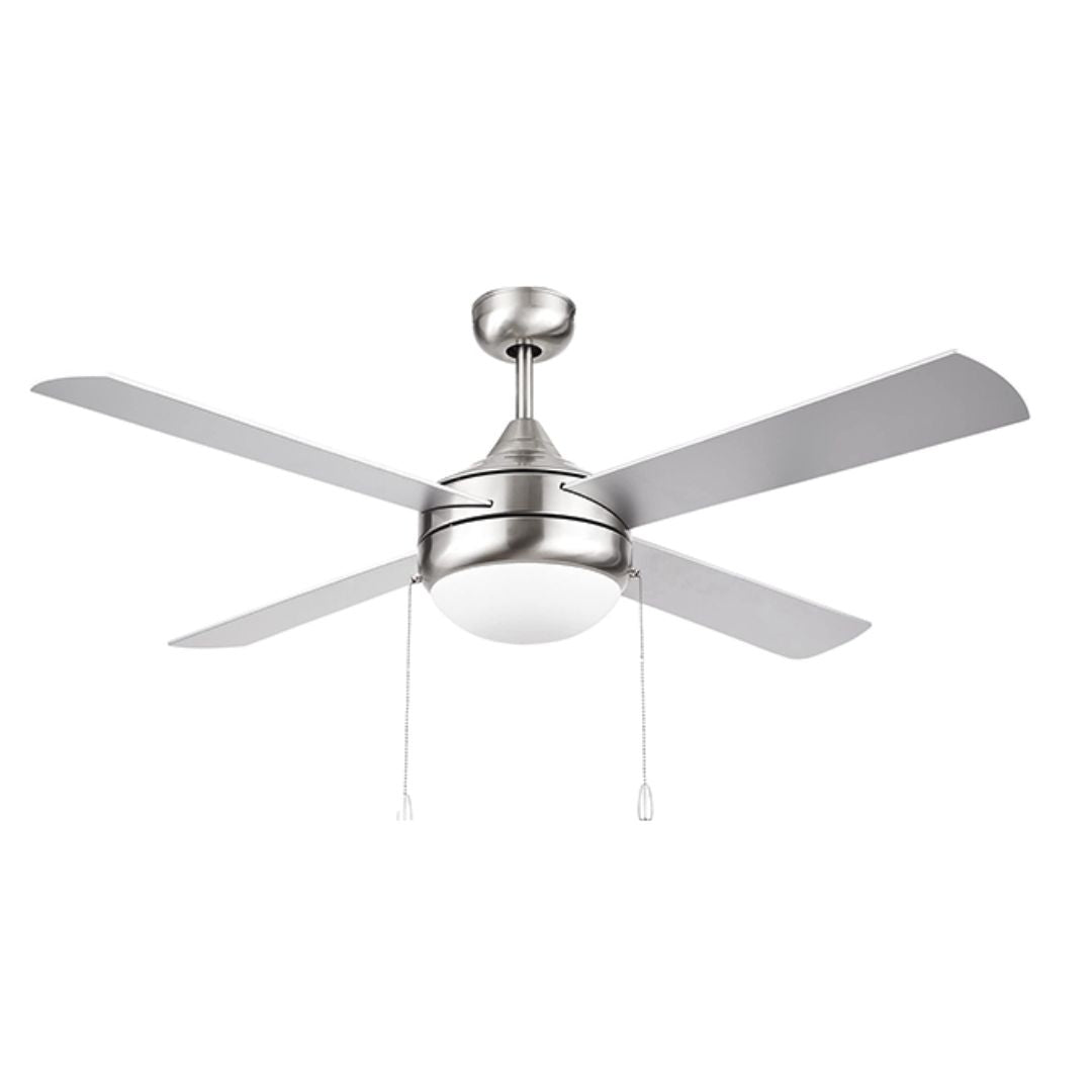 Ventilador de Techo Plata 45W con Luz y Mando – 4 Aspas, Función Verano/Invierno