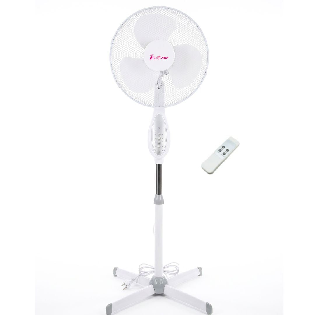 Ventilador de Pie 50W Oscilante Blanco con Mando | 3 Velocidades y Temporizador