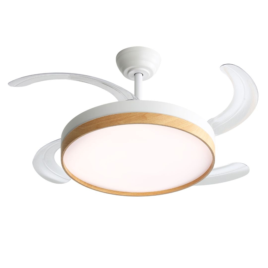 Ventilador de Techo LED Color Madera con Aspas Plegables y Mando a Distancia