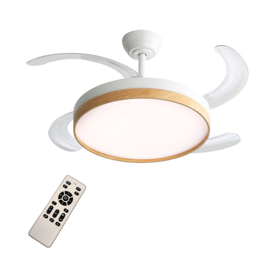 Ventilador de Techo LED Color Madera con Aspas Plegables y Mando a Distancia
