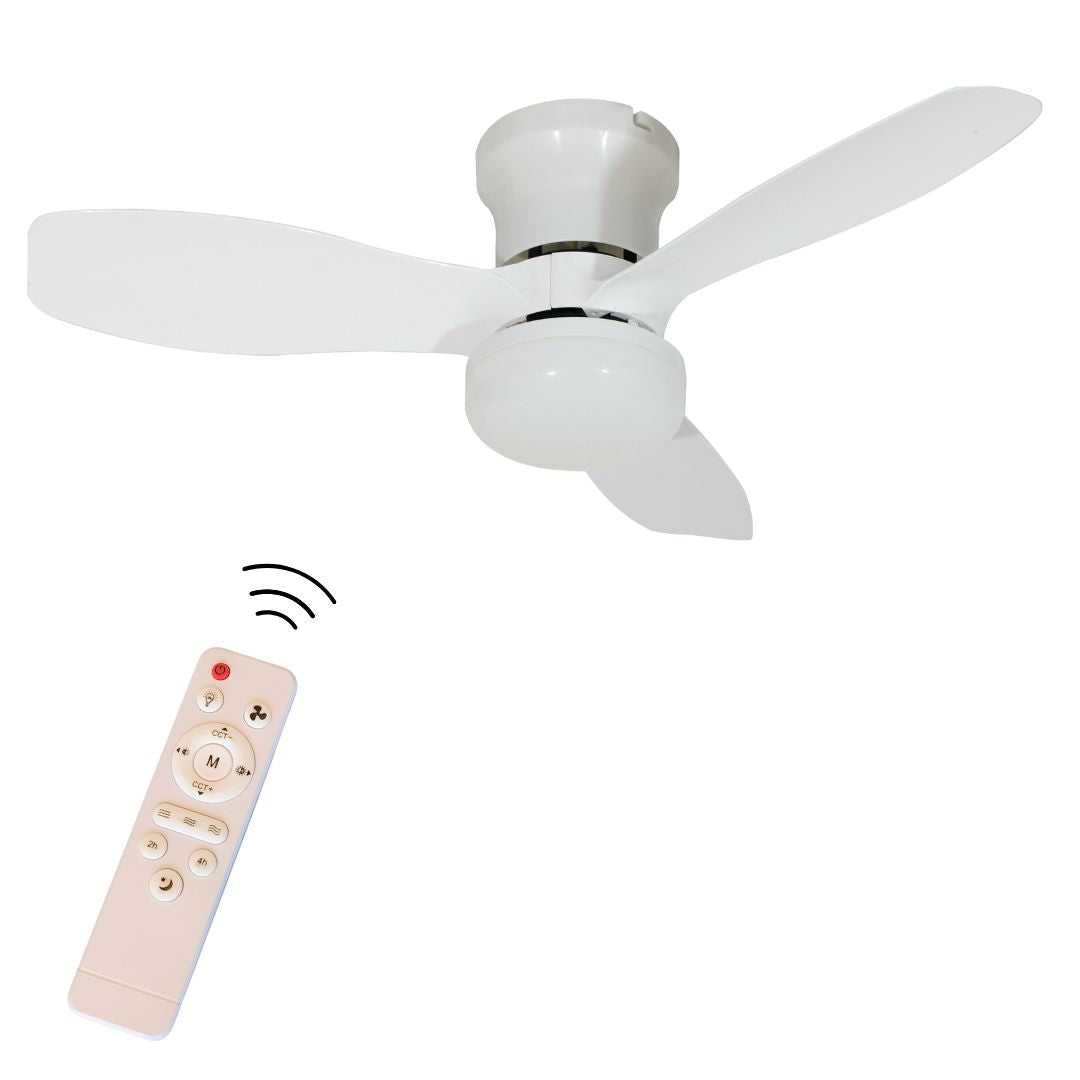 Ventilador Pequeño de Techo 20W LED Regulable con Mando – 12W Motor DC