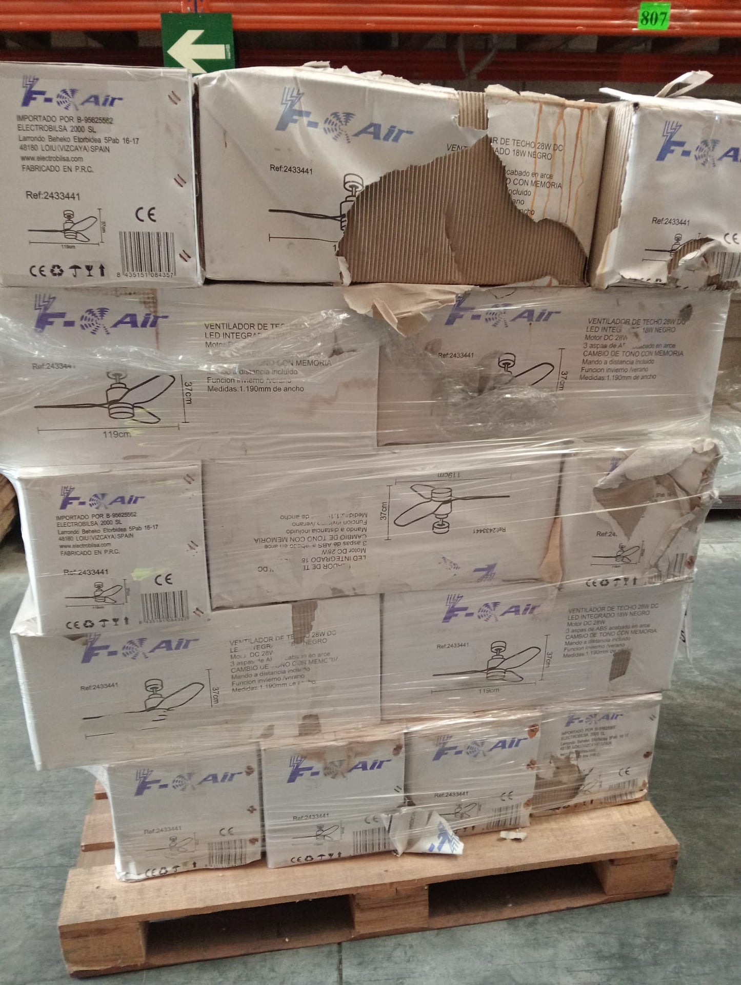 Ventilador de Techo con Luz LED 12W, Motor DC y Mando a Distancia - Embalaje Dañado