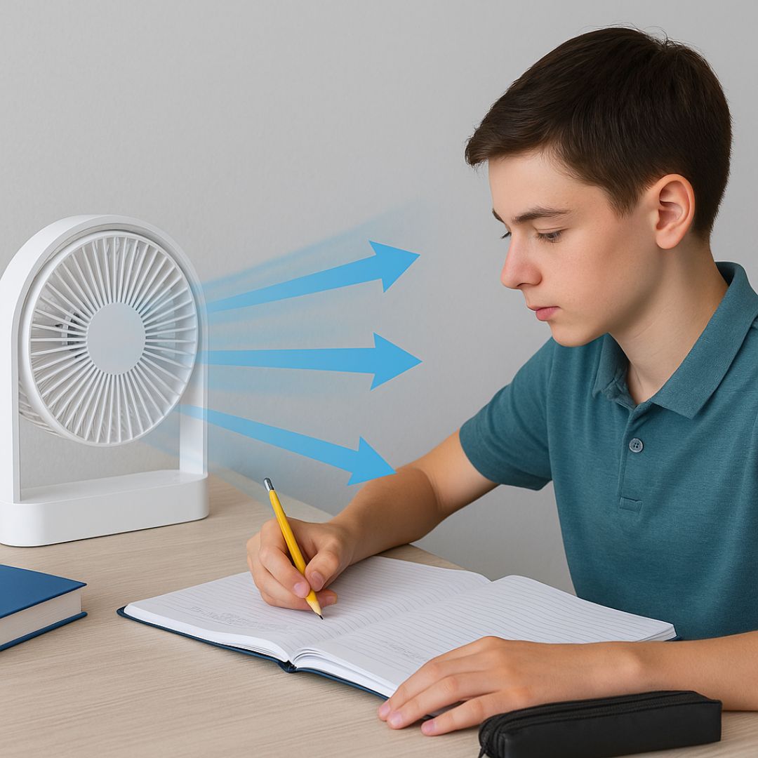 Ventilador de Mesa Portátil 2000mAh USB C Recargable – 3 Velocidades