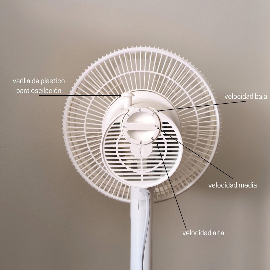 Ventilador de Pie 50w, 3 velocidades,  altura ajustable, oscilación automática