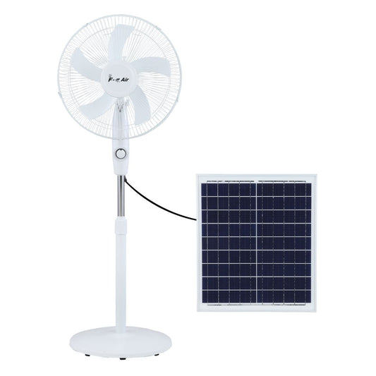 Ventilador de Pie Solar Motor AC 15W con Cargador Eléctrico 2A, 3 Velocidades y Oscilante