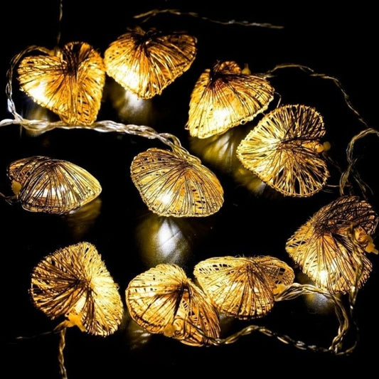 Guirnalda Decorativa Led con 10 Corazones Dorados
