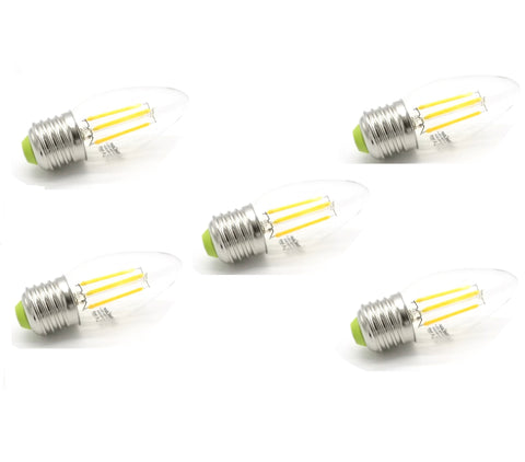 Pack 5 Bombillas Vela Filamento Led Eco E27.