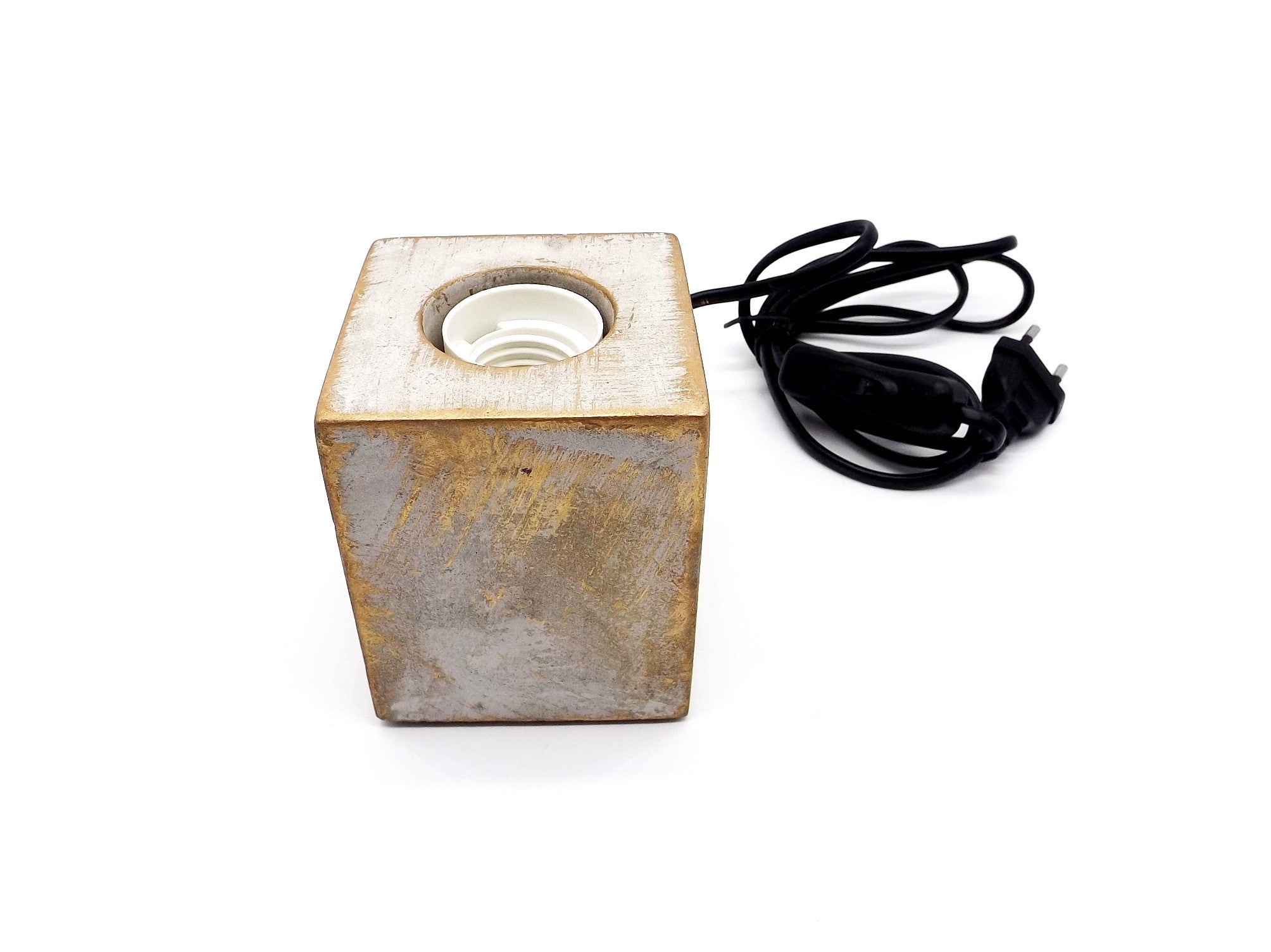 Lámpara Mesa, Cubo Mármol Marrón E27.