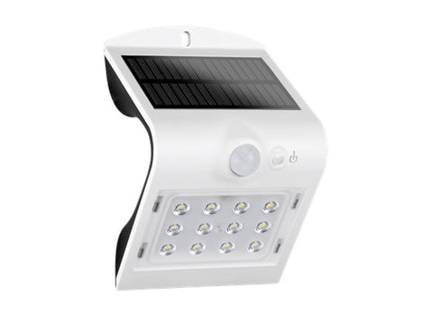 Aplique Led Solar 1,5w IP65 con Sensor de Presencia y Crepuscular Blanco