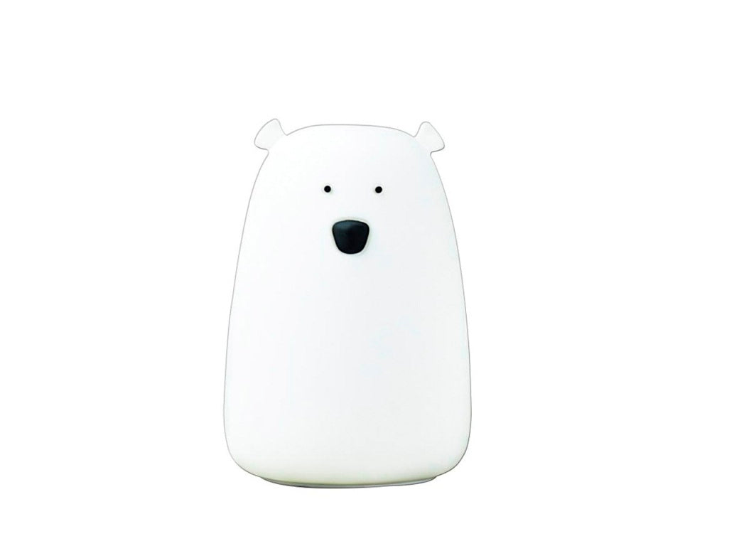 Luz Nocturna Led Oso Silicona con USB Blanco.