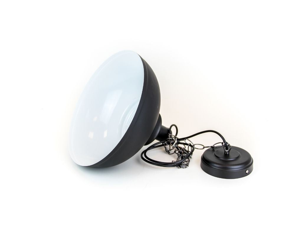 Lámpara Colgante de Techo de Metal Negra-Blanca
