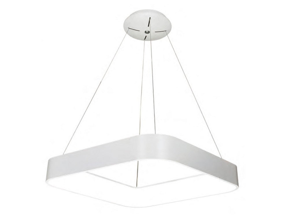 Lâmpada pendente LED quadrada de metal branco 80W 3000K