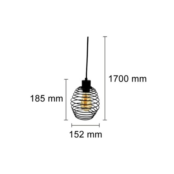 Lámpara de Techo Tulipa Muelle de Metal Negro