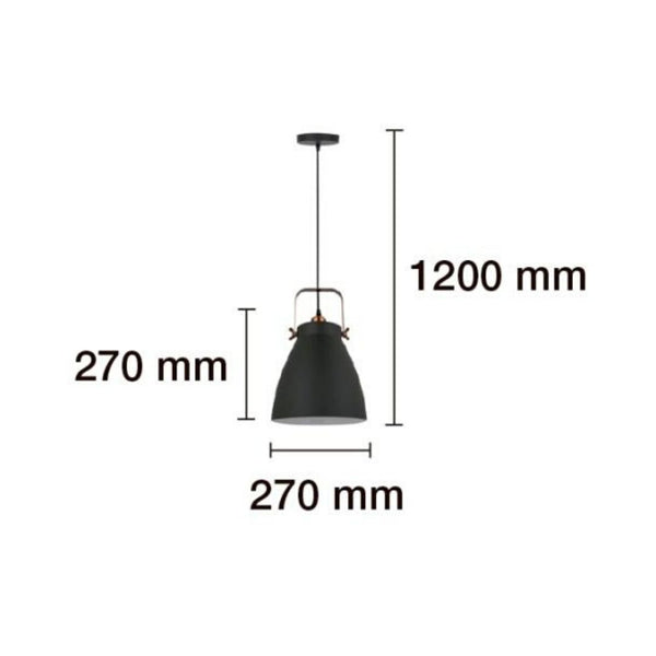 Lámpara Colgante 1 Foco de Aluminio Negro y Cobre