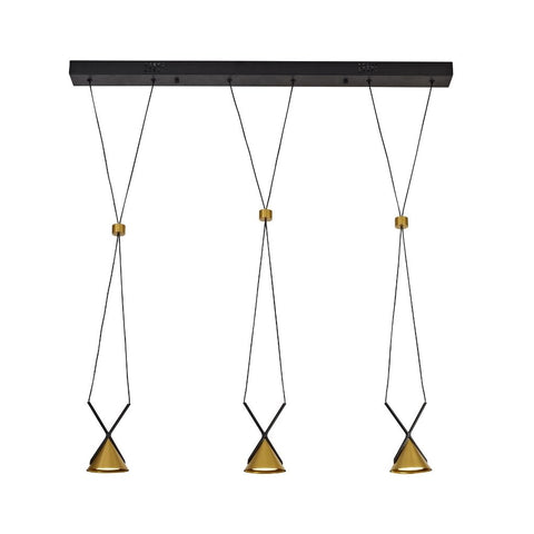 Lámpara Colgante Led Eyra con 3 Focos 9w en Negro y Dorado
