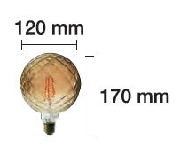 Medidas bombilla filamento led 4W 2200K.