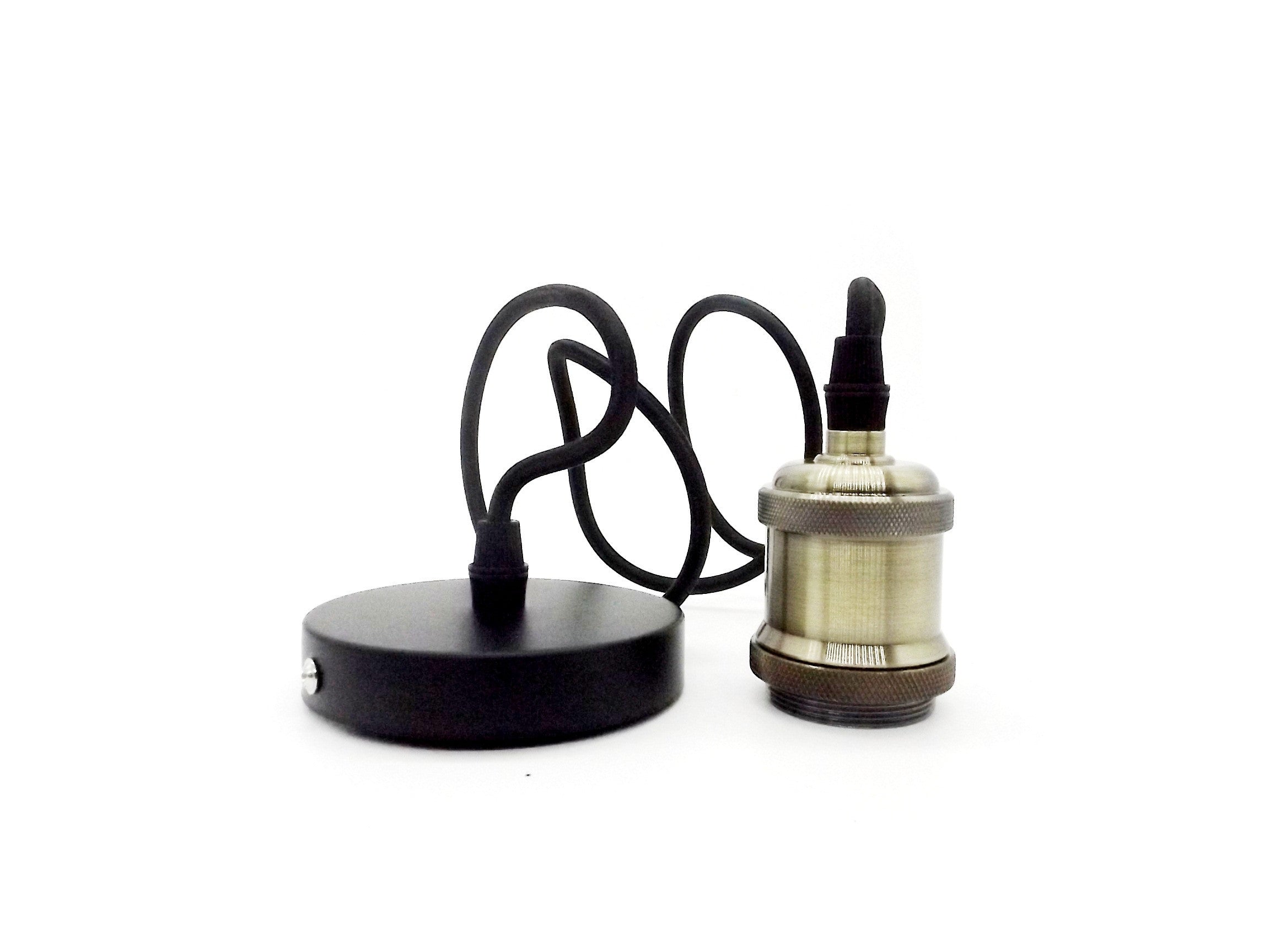 Conjunto Portalámparas Cable Florón Negro