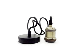 Conjunto Portalámparas Cable Florón Negro
