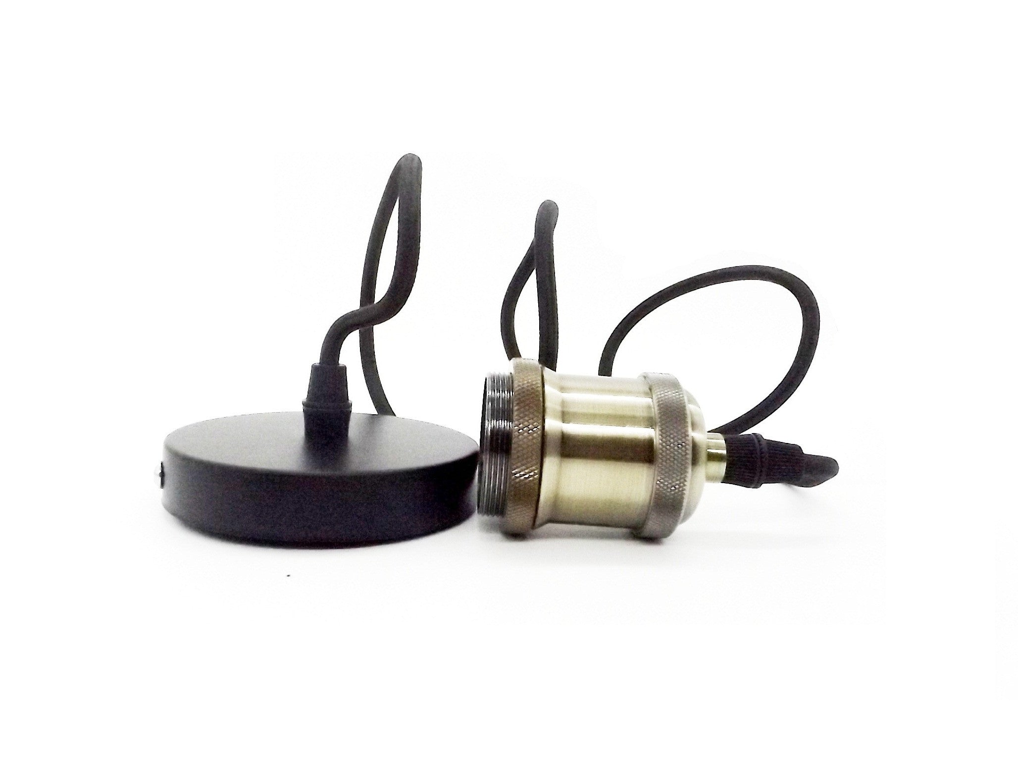 Conjunto Portalámparas Cable Florón Negro