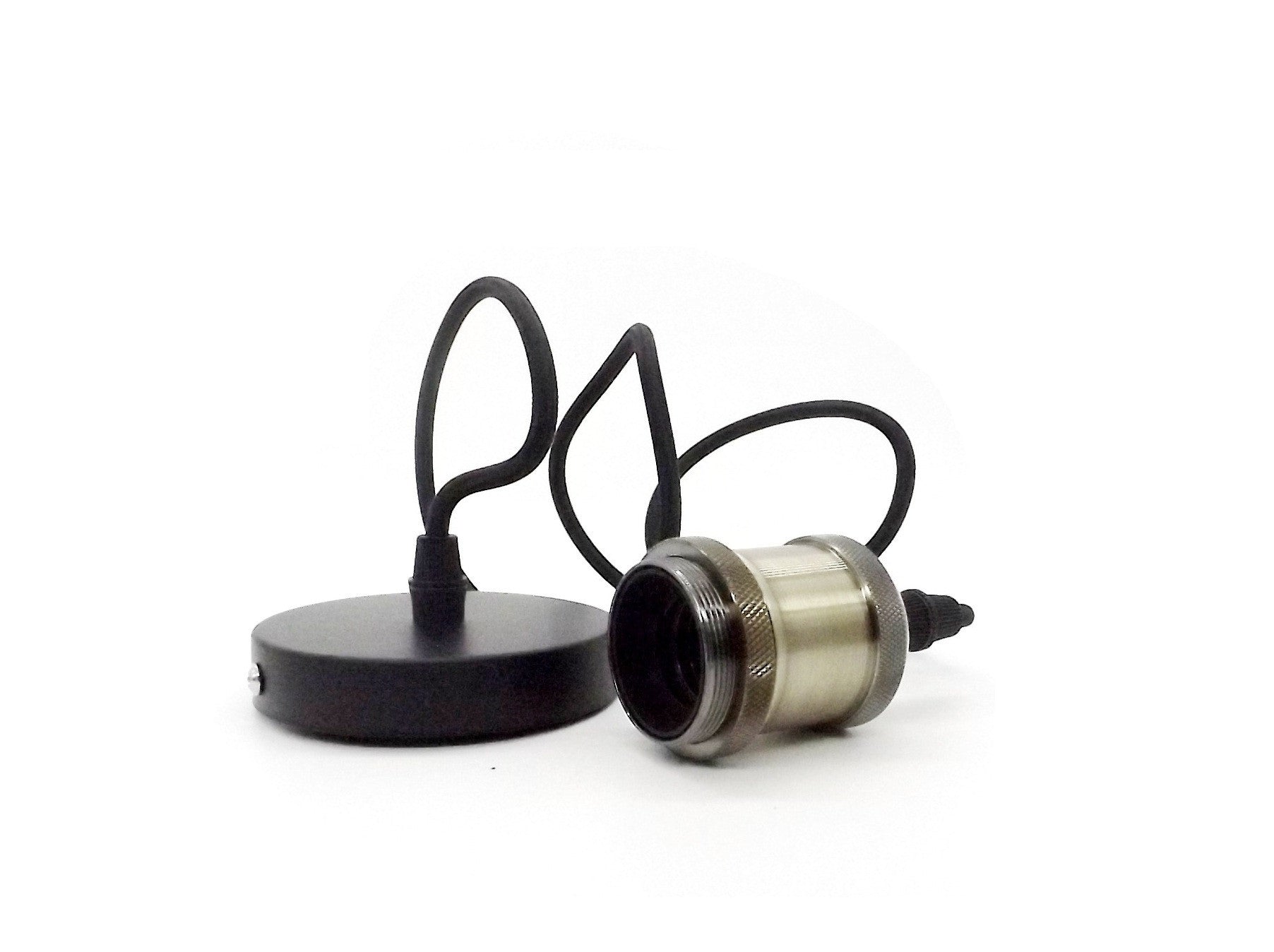 Conjunto Portalámparas Cable Florón Negro