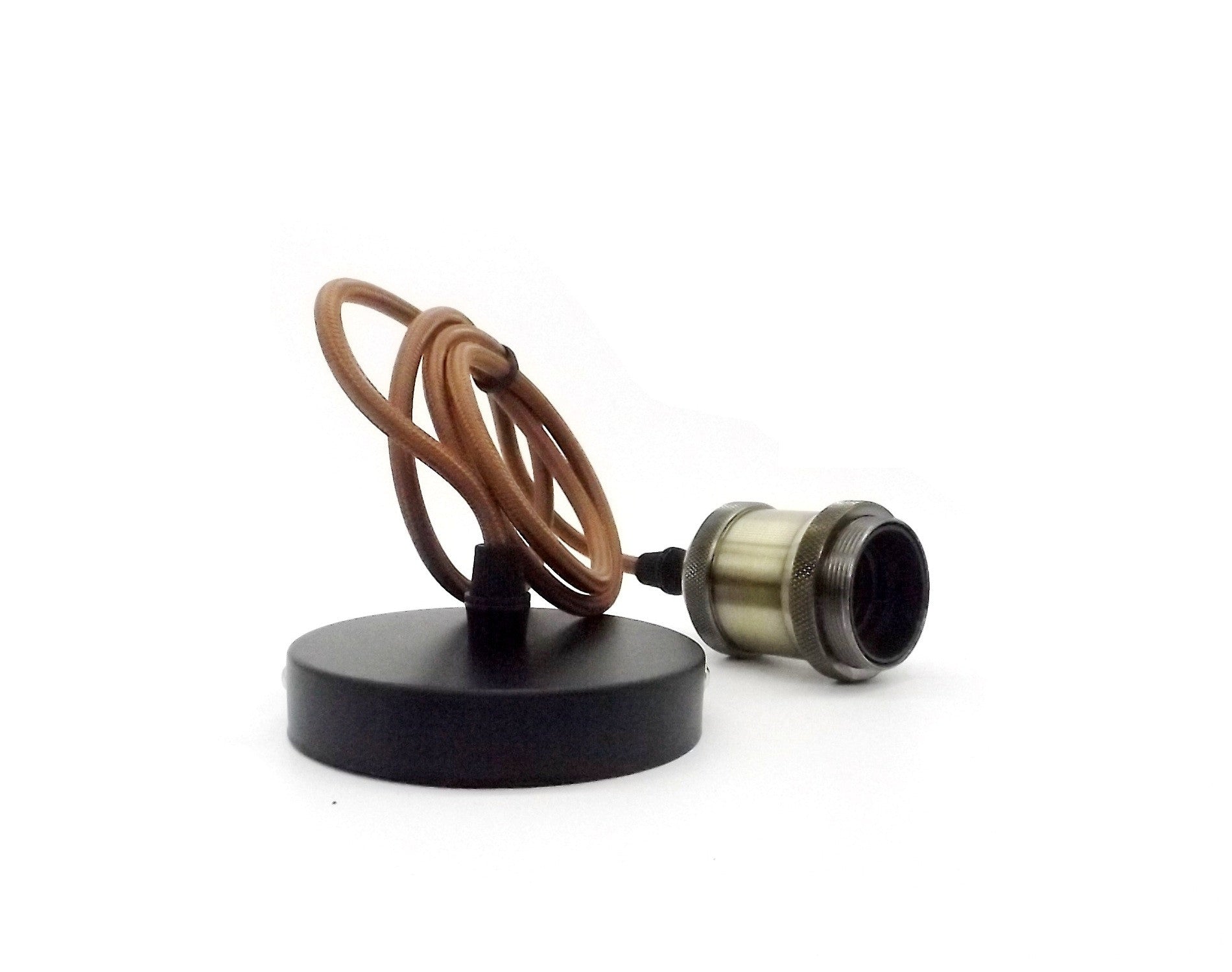 Conjunto Portalámparas Cable Florón Marrón.
