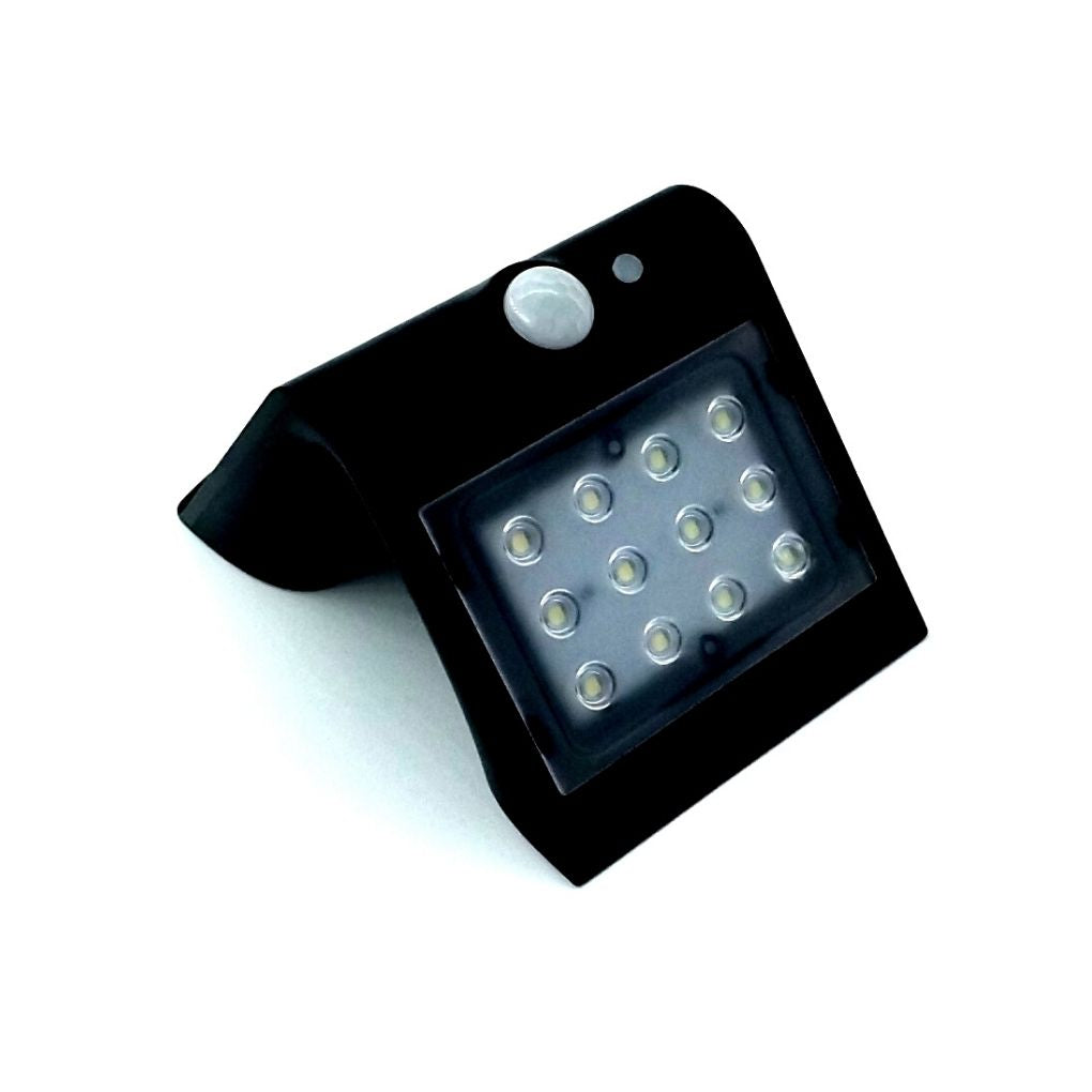 Aplique LED Solar 1,5W IP65 con Sensor de Presencia y Crepuscular Negro