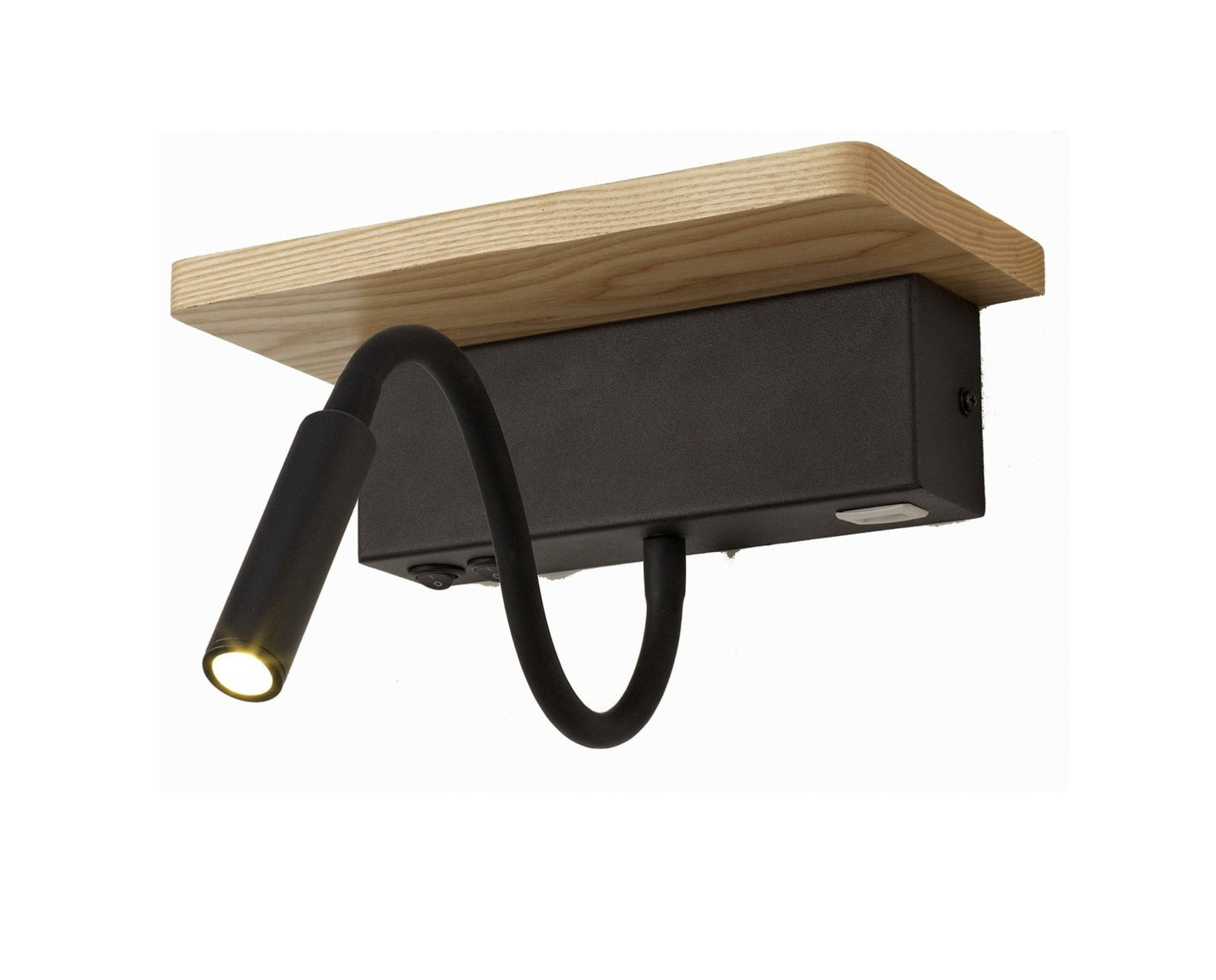 Aplique LED de Pared en Madera 3W 3000K con Cargador USB y Flexo de Luz 2