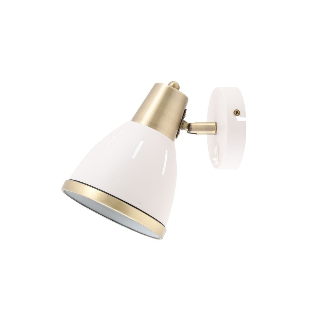 Aplique de Pared con Interruptor, Orientable de Metal Blanco y Dorado 2