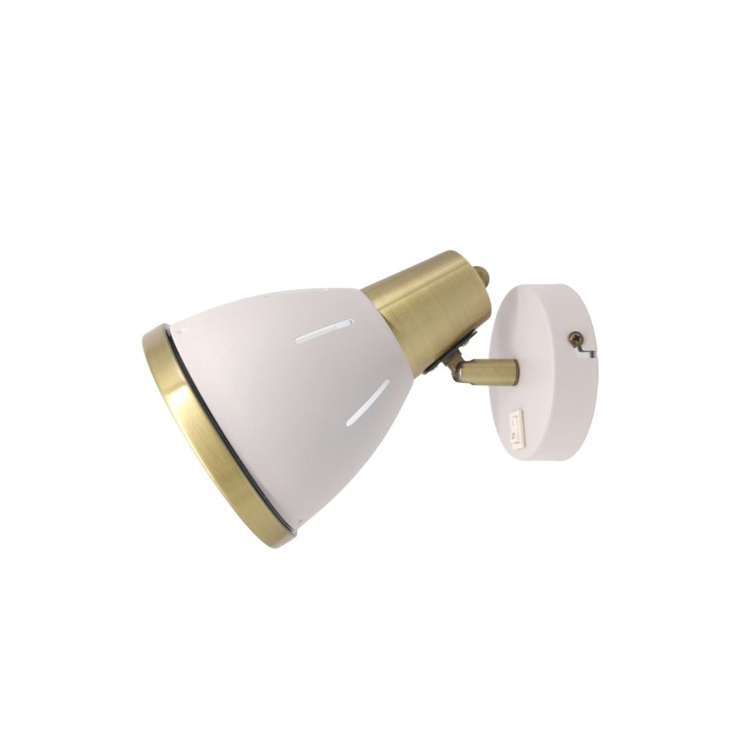 Aplique de Pared con Interruptor, Orientable de Metal Blanco y Dorado 3