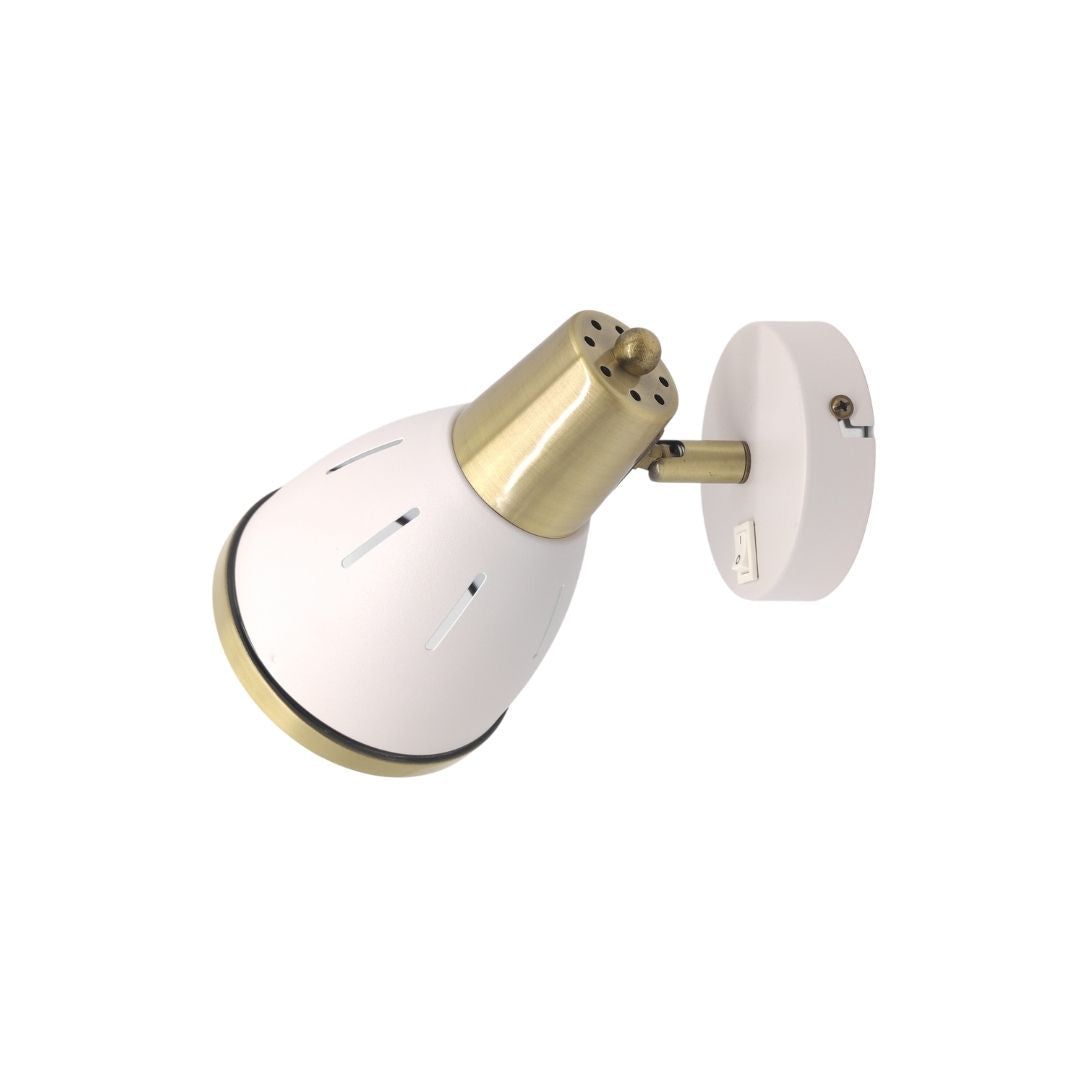 Aplique de Pared con Interruptor, Orientable de Metal Blanco y Dorado 4