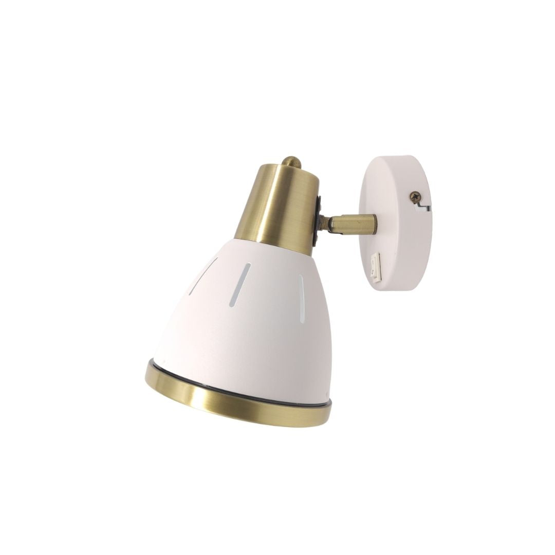 Aplique de Pared con Interruptor, Orientable de Metal Blanco y Dorado 5