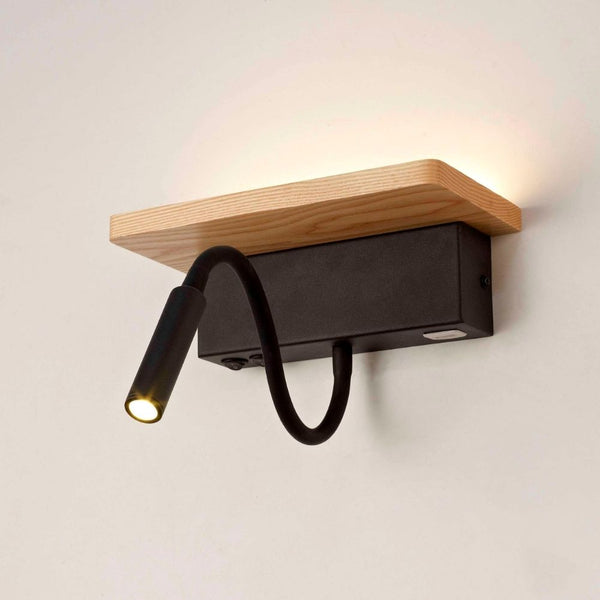 Aplique Led de Pared Balda en Madera con USB 5w+3w 3000k