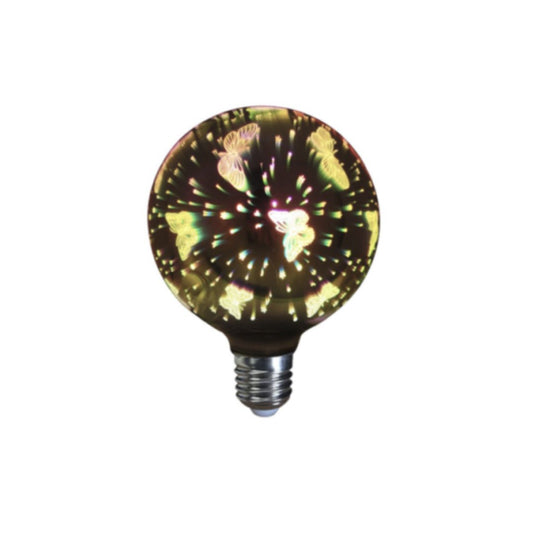 Bombilla Decorativa Globo LED E27 4w con efecto 3D mariposas colores 1
