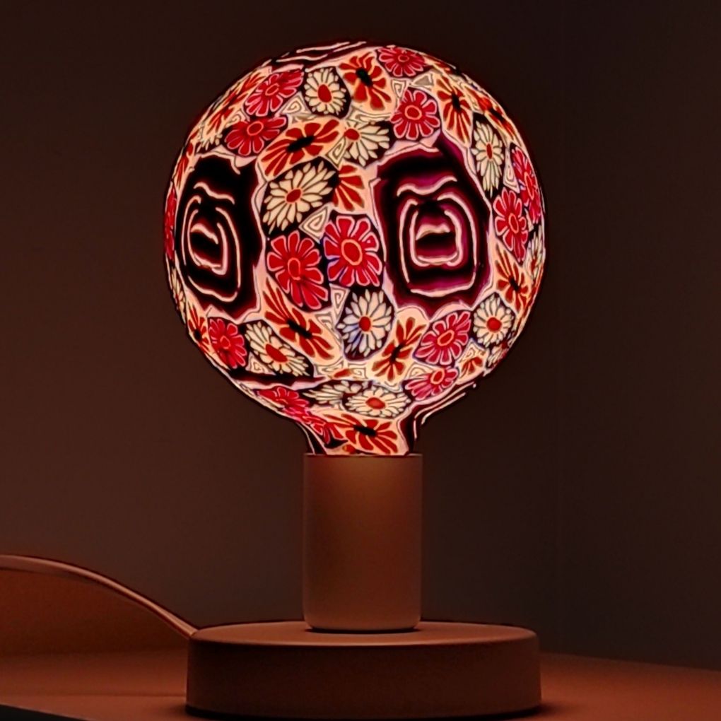 Bombilla Decorativa LED E27 4w 3000k Globo Silicona Con Flores Rosas 1