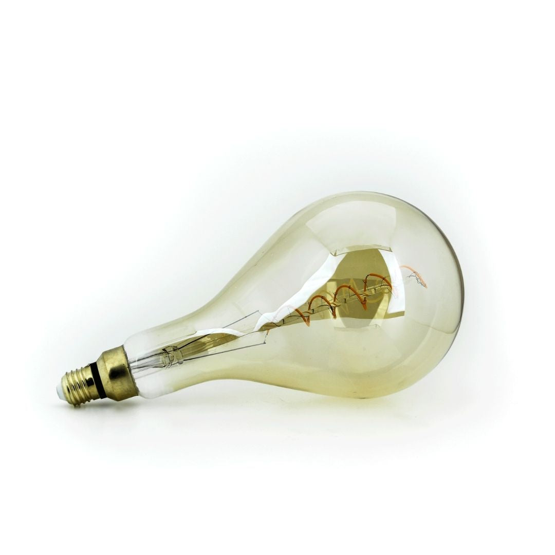 Bombilla Decorativa LED Grande E27 8W 2700k Filamento Rizado Cristal Dorado 1