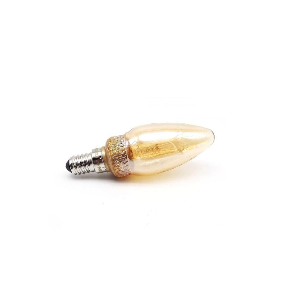 Bombilla Decorativa Vela LED E14 2W 1800K Cristal Dorado 2