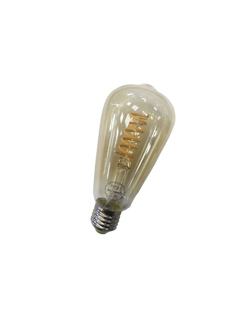Bombilla Edison LED Filamento Espiral E27 4W 2000K en Cristal Ámbar