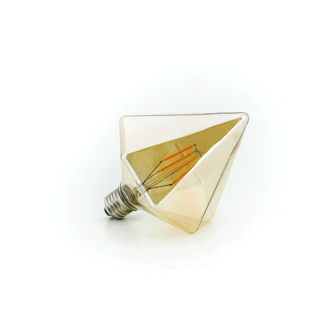 Bombilla Filamento LED E27 4w 2200k Pirámide Cristal Dorado 1