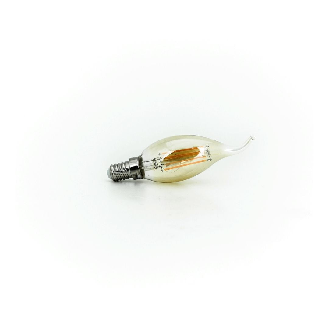 Bombilla Vela LED Regulable E14 4W 2200K – Punta Torcida y Cristal Dorado Vintage
