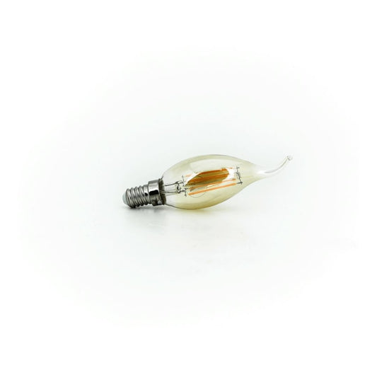 Bombilla Vela LED Regulable E14 4W 2200K – Punta Torcida y Cristal Dorado Vintage