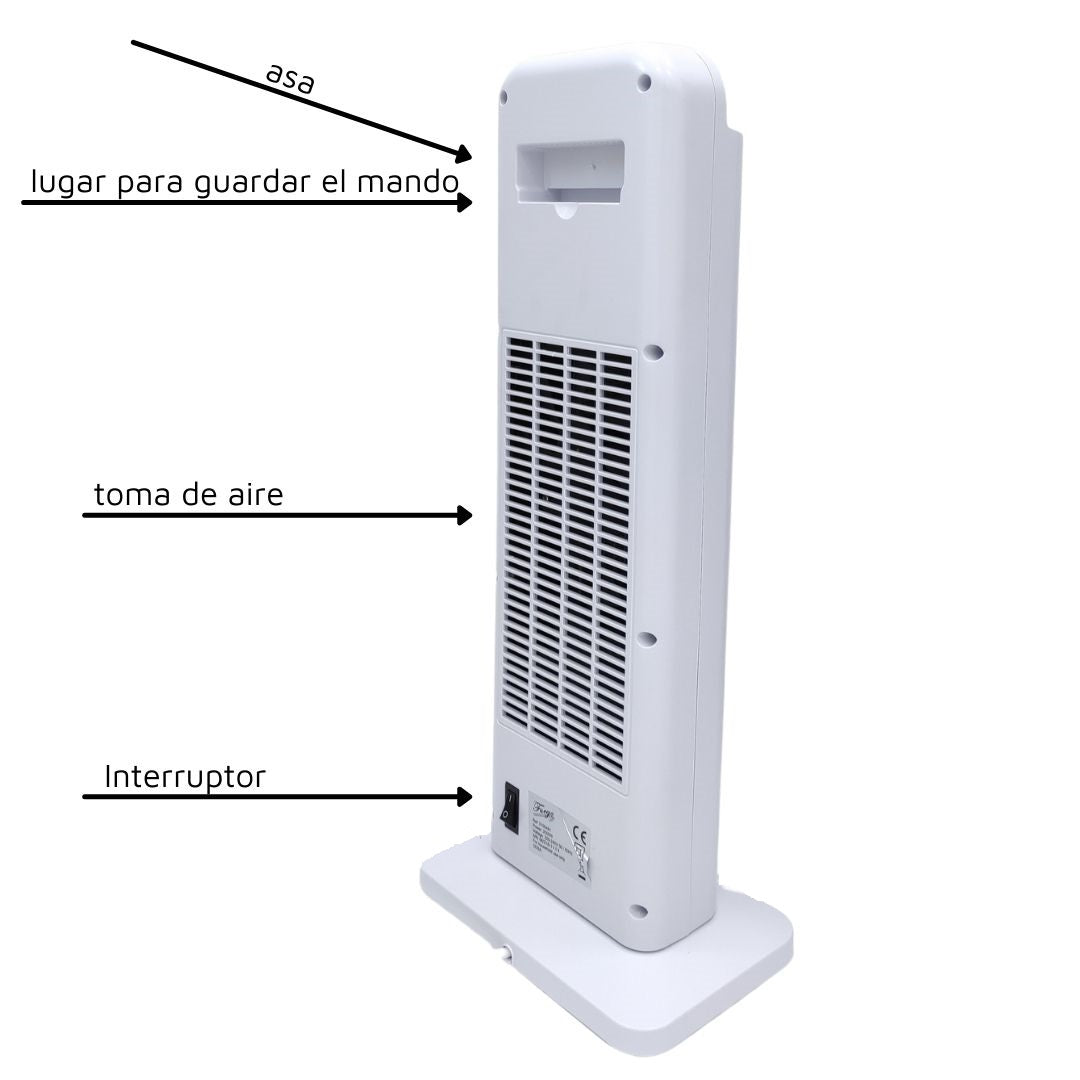 Calefactor Torre 2000W Oscilante con Programador, Mando y Función WiFi