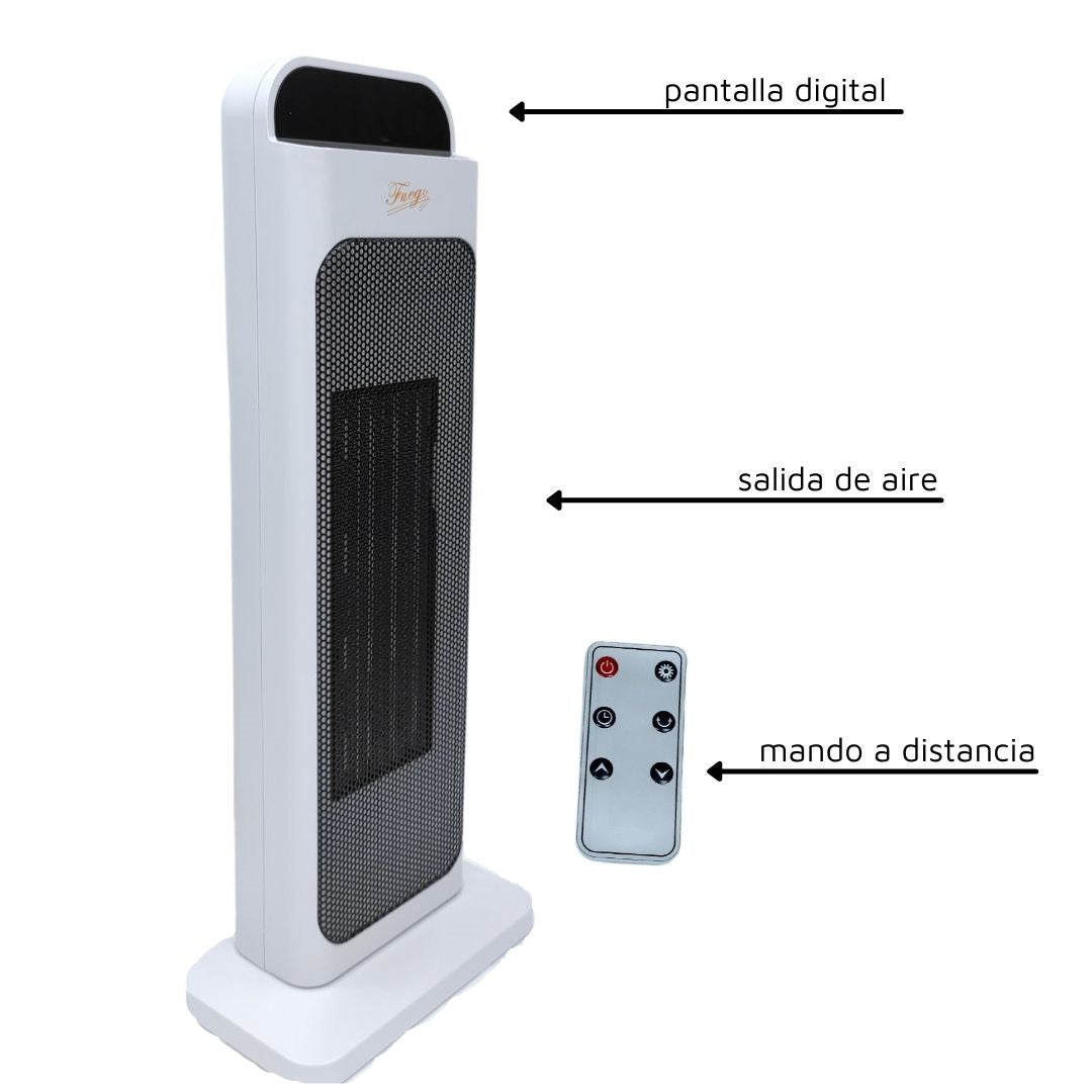 Tour de chauffage oscillante 2000 W avec programmateur, télécommande et fonction WiFi