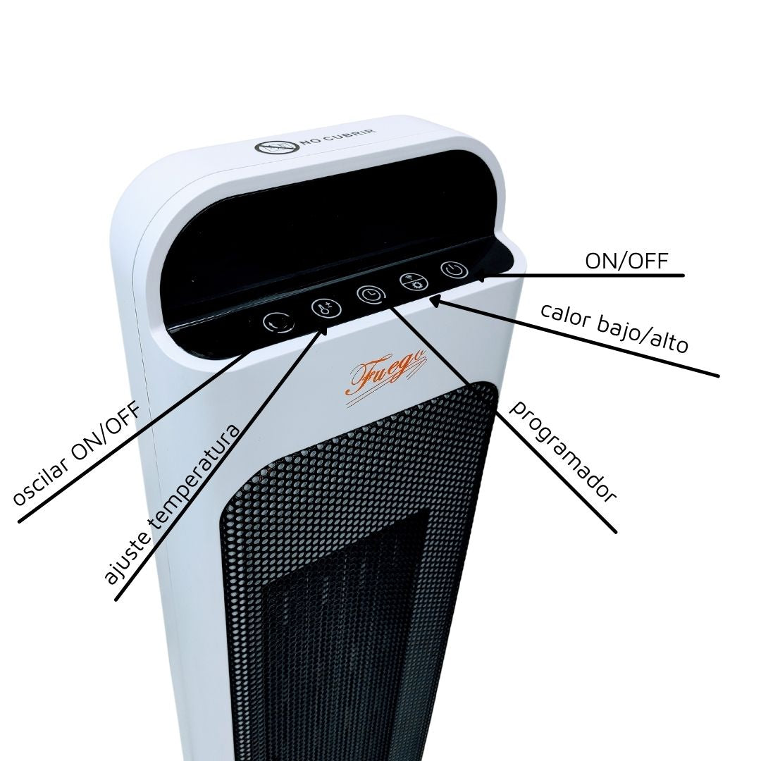 Tour de chauffage oscillante 2000 W avec programmateur, télécommande et fonction WiFi